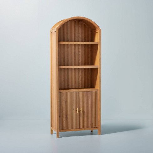 Grooved Wood Arch Bookcase Cabinet - Natural - Hearth & Hand™ with Magnolia