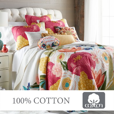 King Size Reversible Blue Cotton Quilt Set