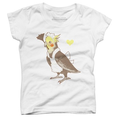 Girl's Design By Humans Cockatiel Maid By owlapin T-Shirt