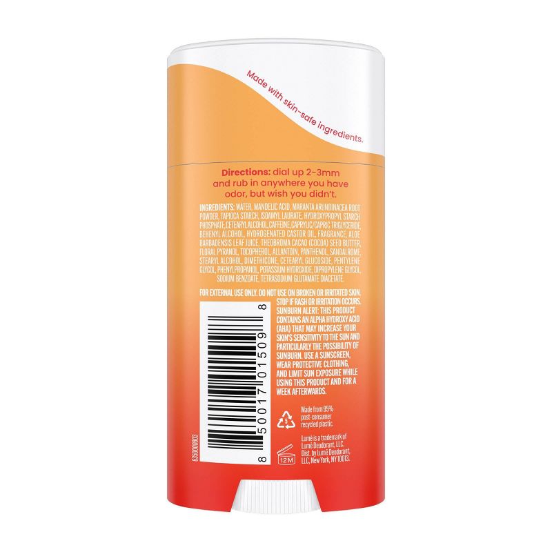 Lume Whole Body Women&#8217;s Deodorant - Invisible Cream Stick - Aluminum Free - Clean Tangerine Scent - 2.2oz, 3 of 14