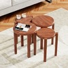 Sapphtopaz Stackable Stools Wooden End Table with Locking Wheels Round Nesting Tables with Solid Wood Frame Stool for Living Room, Bedroom - 3 of 4