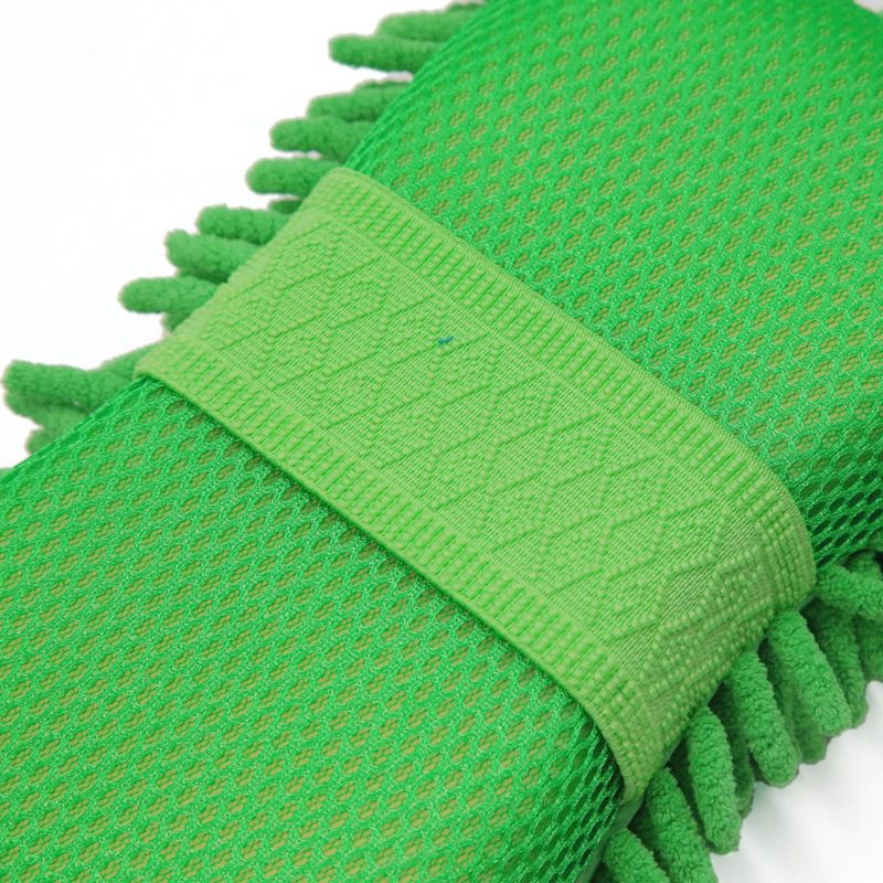 Unique Bargains 8-Shape Microfiber Fiber Chenille Sponge Car Wash Cleaning Glove Brush Pad Green 9.8x5.1x2.8inches, 4 of 7
