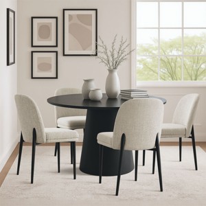 Extendable Dining Table Set for 4, Black Kitchen Table with Upholstered Chairs, Adjustable Table for Small to Large Dining Spaces-Tanpinhause - 1 of 4