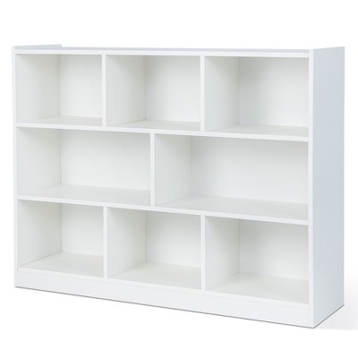 Costway 3-tier Open Bookcase 8-Cube Bookshelf Storage Display Cabinet French Oak Gray/White/Yellow/Natural/Blue/Green
