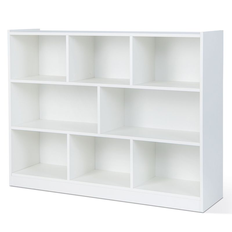 Costway 3-tier Open Bookcase 8-Cube Floor Standing Storage Shelves Display Cabinet White, 1 of 11