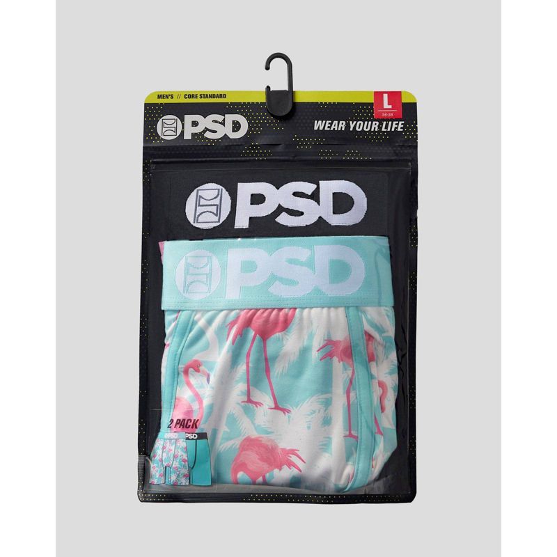 PSD Men&#39;s Flamingo Tropical Print Boxer Briefs 2pk - Pink/White/Light Aqua Blue, 4 of 4