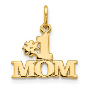 Black Bow Jewelry 14k Yellow Gold #1 Mom Charm or Pendant, 15mm - 1 of 4