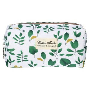 Unique Bargains Women's Printed Makeup Bag White Green 1 Pc - 1 of 4