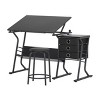 2pc Eclipse Ultra Center/Drawing Table with Angle Adjustable Top, Storage Shelf, and Drawers with Padded Stool Set - Studio Designs Home - 4 of 4