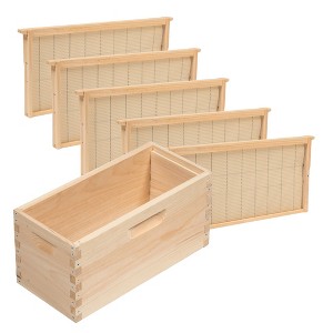 Lehman's Beekeeping Deep Nuc Box, Assembled Super or Brood Box with Beeswax Foundation Frames for 5 Frame Honeybee Hives, Amish Made - 1 of 4