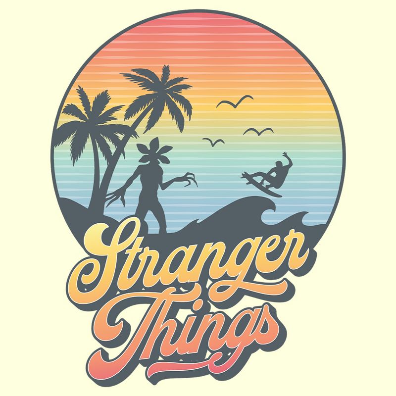 Men's Stranger Things Retro Demogorgon at the Beach T-Shirt, 2 of 5