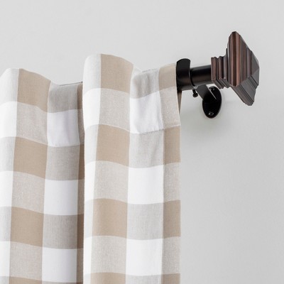 Florence Antique Bronze Adjustable Curtain Rod with Square Finials