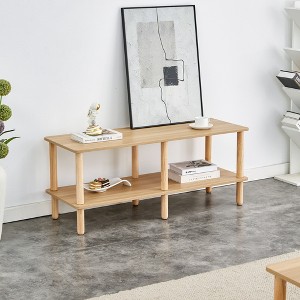 47" Modern 2-Tier TV Stand Center Table with Open Storage Shelf and Rounded Rubberwood legs for Bedroom or Living Room - 1 of 4