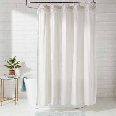 Crochet Trim Shower Curtain Cream - Threshold&#8482;