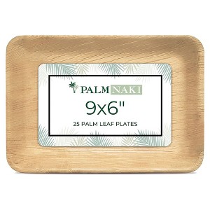 Palm Naki Rectangle Palm Leaf Disposable Plates , Compostable, Biodegradable - 1 of 4