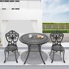 3-Piece Patio Set: Round Table & 2 Chairs - Cast Aluminum, All-Weather/Umbrella Hole & Adjustable Legs for Balcony/Backyard - 3 of 4