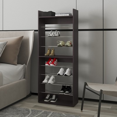 Vynxaria Modern Black Shoe Rack, Bedroom, Slim Design, Durable Materials