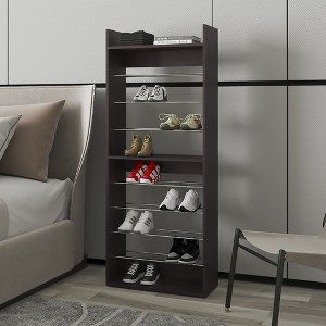 Vynxaria Modern Black Shoe Rack, Bedroom, Slim Design, Durable Materials - 1 of 4