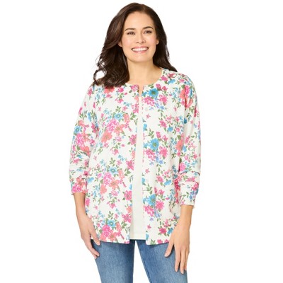 Woman Within Plus Size Perfect Long-Sleeve Cardigan