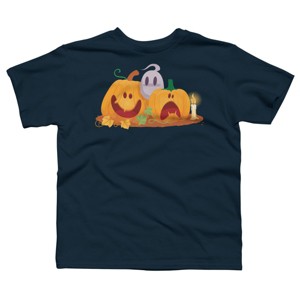 Boy's Design By Humans Halloween Cartoon Pumpkins And Ghost Cartoon Pumpkins And Ghost By VectorVillain T-Shirt - 1 of 3