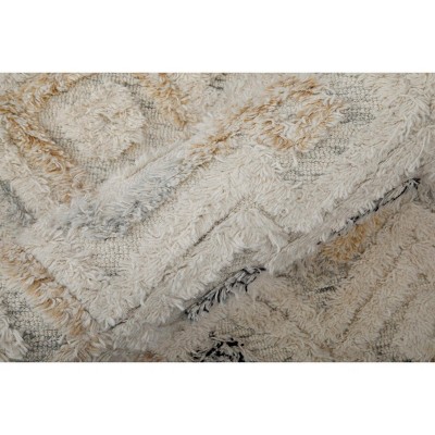 Handmade Tufted Wool Geometric Blue Area Rug - 4' x 6'