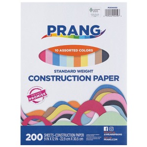 Prang® Construction Paper, Standard Weight, 10 Assorted Colors, 9" x 12", 200 Sheets - 1 of 4