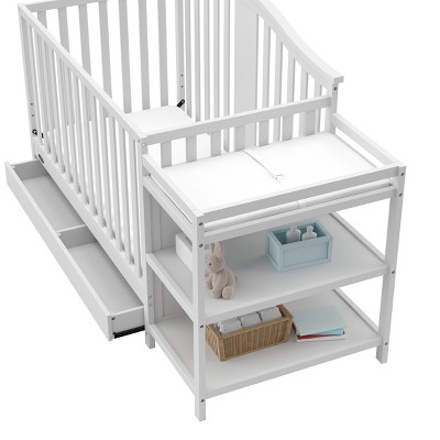 White 4-in-1 Convertible Crib with Changer and Drawer