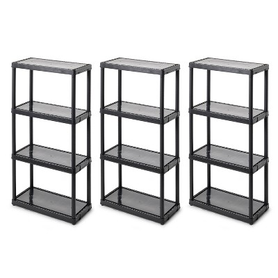 Rubbermaid Outdoor Metal Backyard Storage Shed Accessories Shelf, Black (4 Pack)