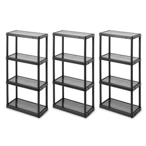 Gracious Living 4-Shelf Tier Plastic Resin Multi-Purpose Light Duty Indoor Garage Storage Organizer Shelves - 1 of 4