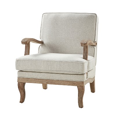 Quentin  Farmhouse Style Wooden Armchair with Comfortable Backrest and Cushion | ARTFUL LIVING DESIGN