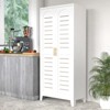 Fontoi Decorative Storage Cabinets, 2 Shapely Doors Cabinet with Horizontal Holes, Freestanding Cabinet, White, 31.5"*17.72"*70.87" - 3 of 4