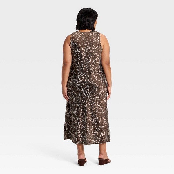 Vestido midi tipo slip con escote halter - A New Day™ Marrón con lunares 2