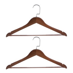 Unique Bargains Retro Wooden Suit Hangers with Stainless Steel Hook 2 Pcs - 1 of 4