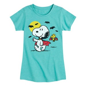 Girls' - Peanuts - Vampire Snoopy and Woddstock Fitted Short Sleeve Graphic T-Shirt - 1 of 4