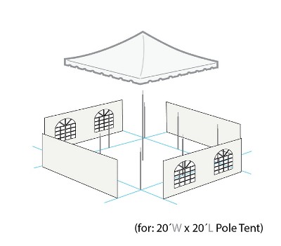 White 20' x 20' Alloy Steel Outdoor Event Tent with Sidewalls