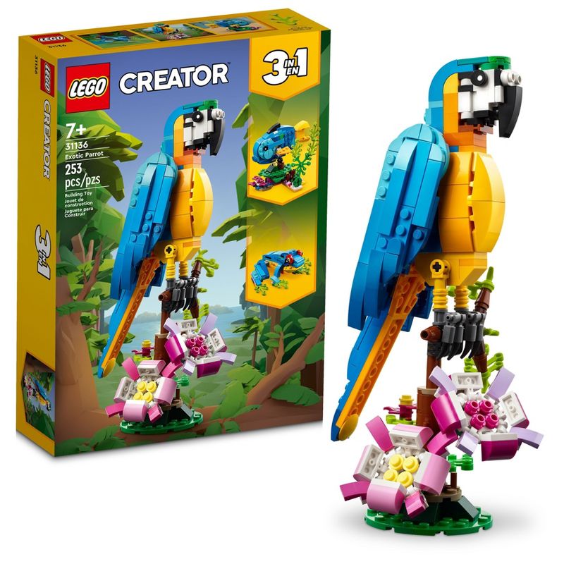 LEGO Creator 3 in 1 Exotic Parrot Animals Building Toy 31136, 1 of 8
