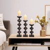 Modern Candle Holder Set with Sculptural Stacked Wood Base - Decorative Tabletop Candle Holders for Dining Table, Entryway, or Shelf Decor - Set of 3 - 4 of 4