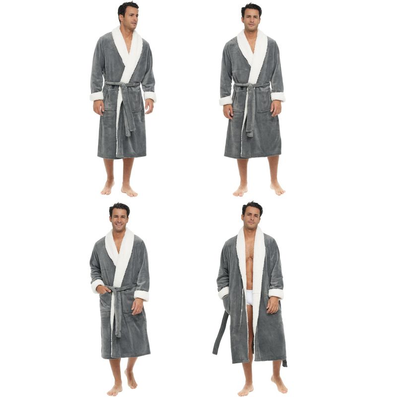 Men's Warm Robe, Cozy Plush Fleece Bathrobe, 3 of 6