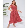 Plus Size Sleeveless Floral Hem Pocket Long Dress for Women Summer Casual Boho Maxi Dress - 3 of 4