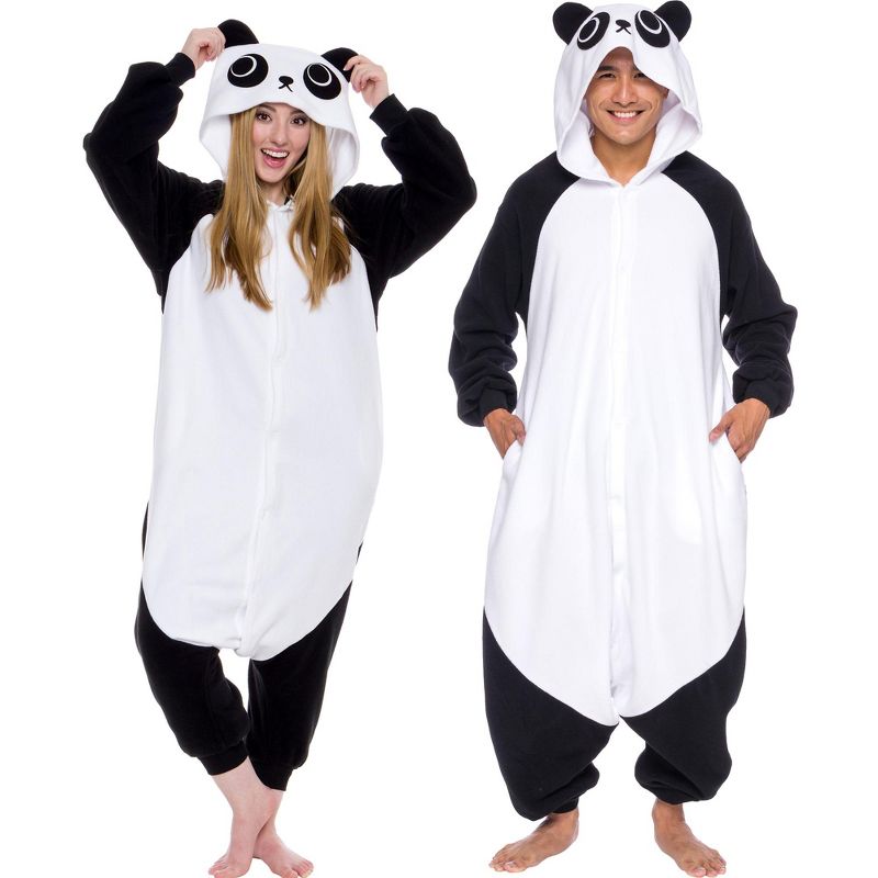 FUNZIEZ! - Panda Adult Unisex Novelty Union Suit Costume for Halloween, 1 of 7
