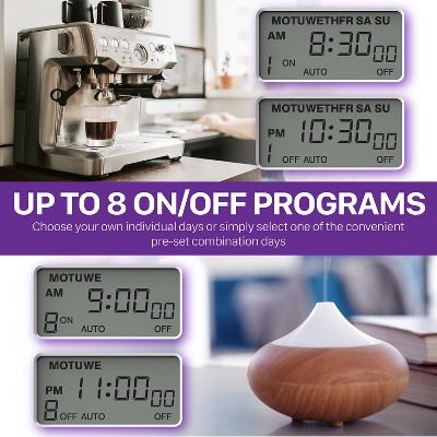 Fosmon White Digital Programmable Timer Outlet, 2-Pack