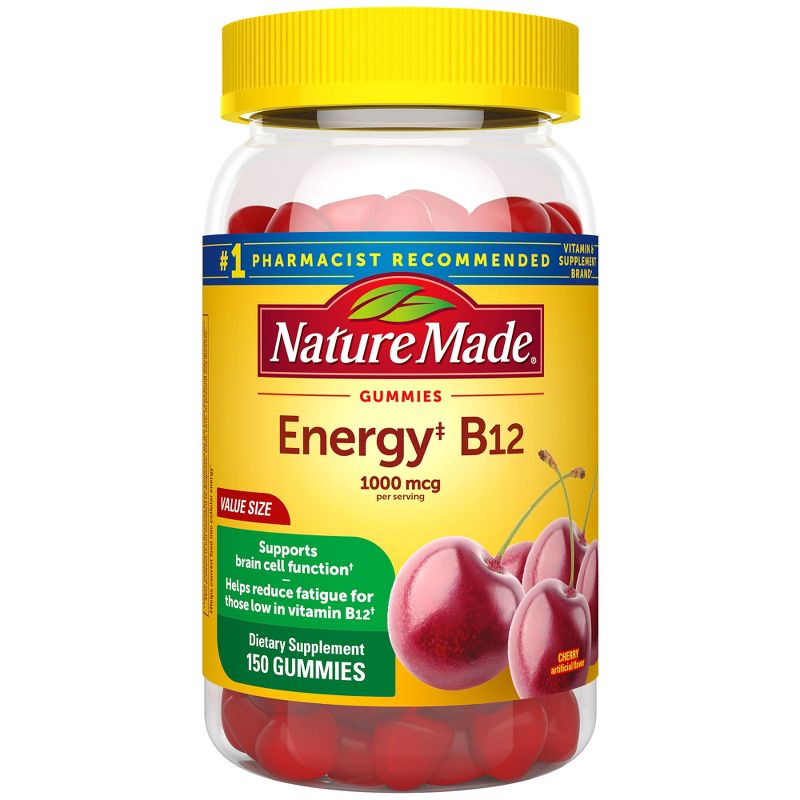 Nature Made Energy Vitamin B12 1000 mcg, Cherry &#38; Mixed Berry Flavored Gummy Vitamins - 150ct, 1 of 13