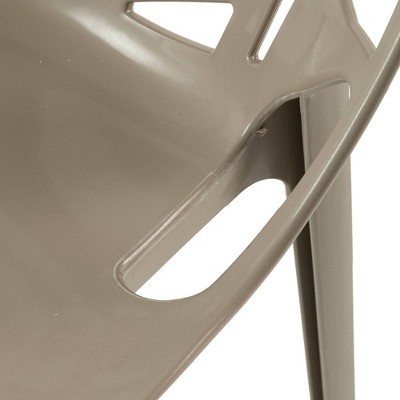 Cornelia Solid Taupe Stackable Plastic Side Chair with Tree Design