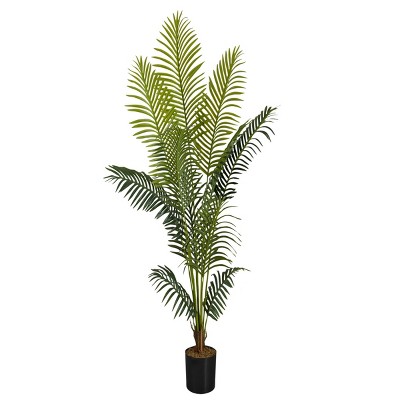 GlasFlength Artificial Plants Artificial Rubber Tree Artificial Palm Tree Faux Plants for Indoor Home Decor, Green, 31.5"*33.5"*57"