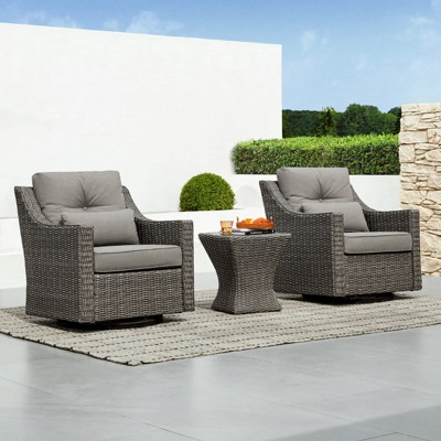 Spruce & Spring Outdoor Wicker Patio Outdoor Sofa Swivel Chair Coffee Table