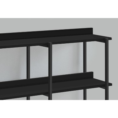 Black Metal and Wood Rectangular Console Table with Storage