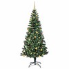 vidaXL Artificial Pre-lit Christmas Tree Green 82.7" PVC and Metal - 3 of 4