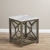 Royal Hampton End Table with 22" White Marble Top & Geometric Mango Wood Frame - 3 of 4