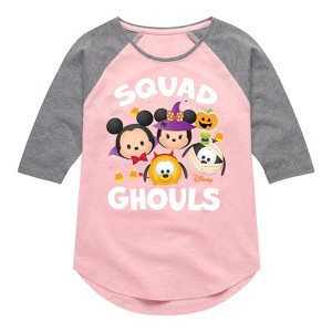 Girls' - Disney - Squad Ghouls Shirt Tail Raglan Graphic T-shirt - 1 of 4