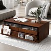47.2" Modern Rectangle Coffee Table with 4 Drawers, 2 Display Shelves and Tempered Glass Top - Panipeachy - 2 of 4
